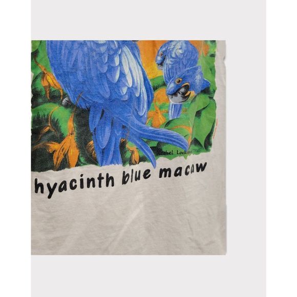 Hanes Beefy T Pre-Shrunk Lifeline Hyacinth Blue Macaw Crew Neck Tee L(42-44) - Picture 5 of 6